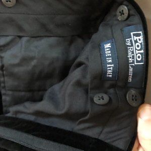 Polo by Ralph Lauren Flat-front Black Velvet Trousers